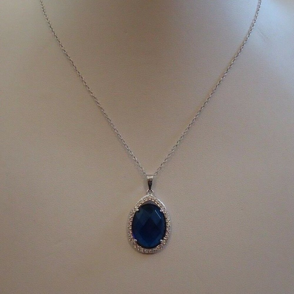 8 CT Tanzanite Sterling Silver 18" Necklace